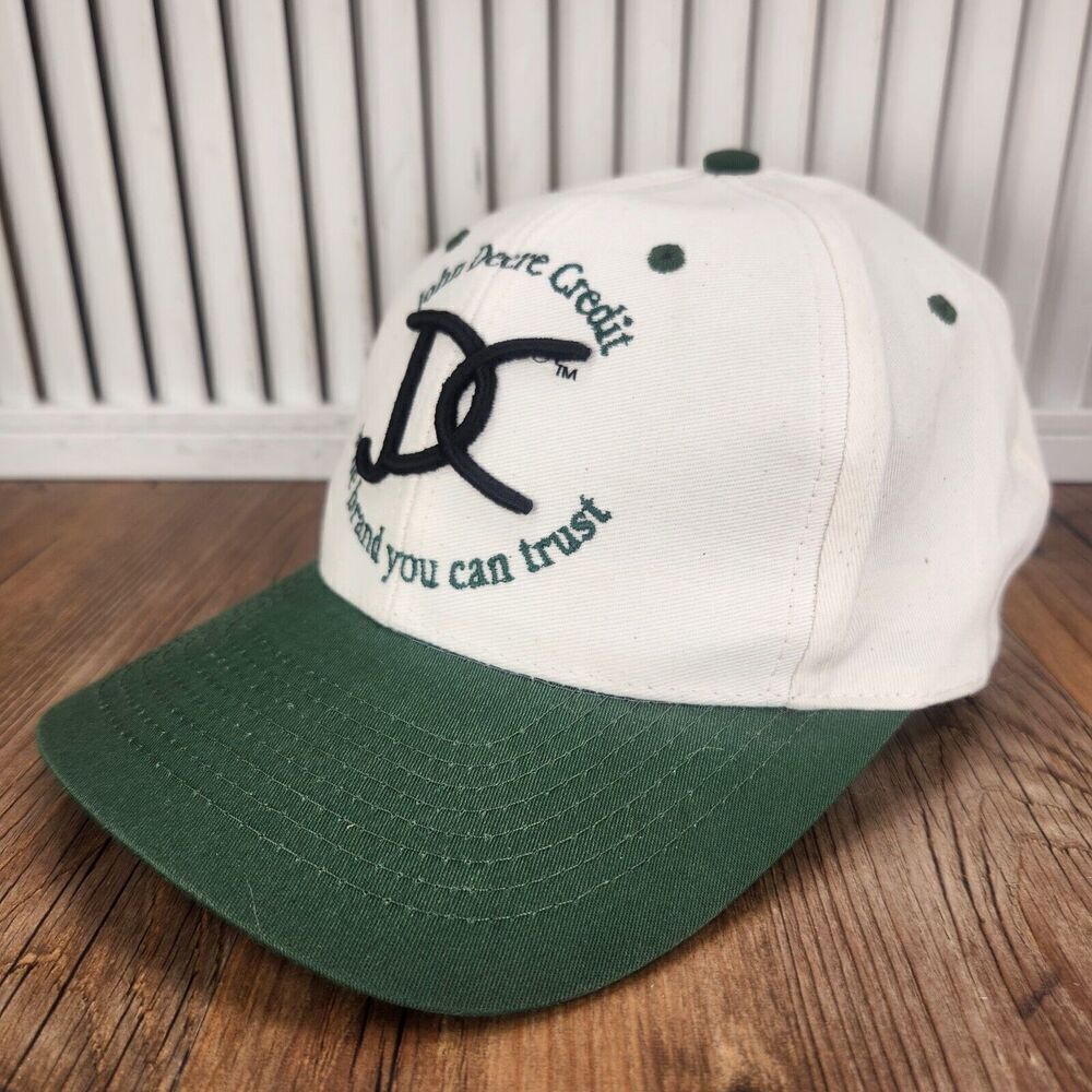 VTG John Deere Credit The Brand You Can Trust Snapback Hat Cap White Green Farm